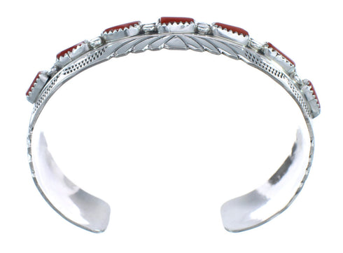 Native American Navajo Coral Sterling Silver Cuff Bracelet JX124988